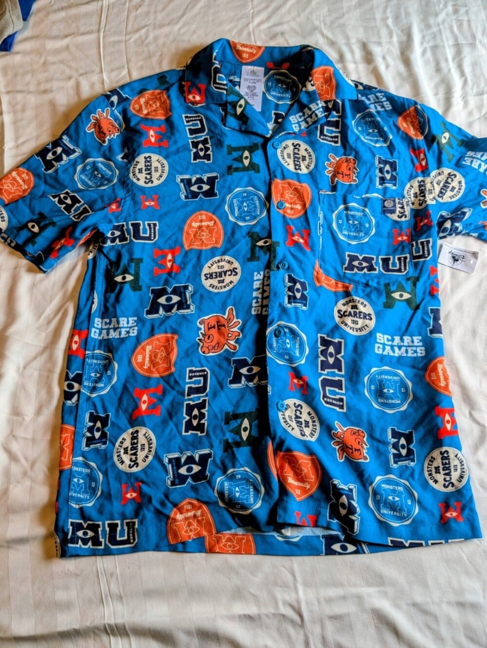 Disney Parks Monsters University MU Button Up Shirt Blue NWT XS Pixar